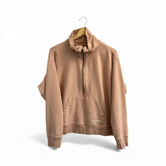 Tilley Tops - Tilley Women’s Peach Half Zip-Up Sweatshirt – Medium